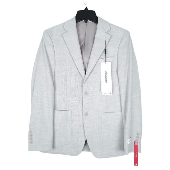 Calvin Klein Men's Slim-Fit Stretch Sport Coat Blazer Heather Grey 38R NWT - Picture 1 of 7